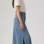 Levi's NWOT ® Premium LONG ICON SKIRT Light Wash Blue Denim Women’s Jean Skirt. Photo 3
