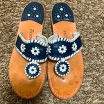Jack Rogers  woman flip flop sandal navy blue & white size 9 Photo 0