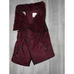 Altar'd State wool blend plush soft faux fur leather trim open front winter vest Photo 2