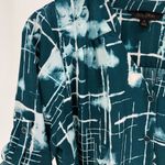Goldray Cristen Teal Print Belted Roll Tab Elbow Short Sleeve Shirt Dress Size M Photo 5