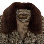 Vintage 1960's Fur Collar Coat | Tweed Wool Outerwear Size XL Photo 7
