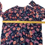 Lucky Brand Womens L Boho Floral V-Neck Tunic Shirt Maroon Blue Hippie Festival Photo 6