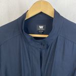 W By Worth Worth Navy Blue Convertible 3/4 Sleeve Zip Front Colarless Tunic Jacket L Photo 5