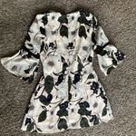 Rare London Cream and Dark Green Bell Sleeve Wrap Dress Photo 5