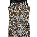 WD•NY NWT WD.NY Brown Black Leaf Scroll Print Embellished Neckline Sheath Dress Photo 0