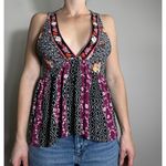 Free People Bohemain Dream Darlin’ Floral Halter Top in Black Size Small Photo 1