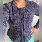 Chico's Women’s Cardigan Sweater Tierra Tweed Full Zip Sz 2 Ink Blue Career L Photo 8