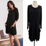 Betabrand Sweatshirt Travel Dress Long Sleeve Jersey Modal Silk Black Size XL Photo 1