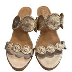 Jack Rogers  Lauren Mid Wedge Cork slide Sandals gold leather size 10 Photo 3