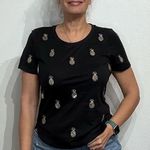 Romeo + Juliet Couture Black Sequin Pineapple Tee Sz M NWT Photo 0