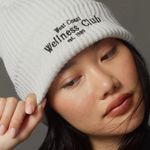 Anthropologie Daily Practice by  Sport Club Ribbed Light Gray Beanie Hat Photo 1