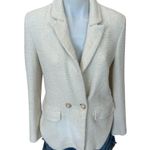 Maje White Tweed Blazer SMALL Tailored Cotton Boucle Quiet Luxury Designer $600 Photo 2