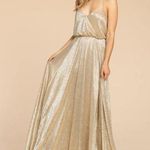Hayley Paige Occasions Women's Gold Metallic Bridesmaid Gown Dress Size 10, 5953 Photo 0