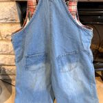 Yesno  Embroidered Denim Capri Length Overalls with Plaid Straps XL Photo 7