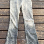 Frankie B. Grey and Black Flared Distressed Leather Jeans Gray Photo 0