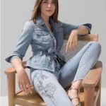 White House | Black Market WHBM HR Ballchain Embellished Skinny Jeans in Halesia Antique sz 10 EUC Photo 3