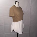 SHEIN Two Tone Peplum blouse women’s size large White Photo 2
