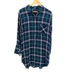 Rails  Bianca Plaid Long Sleeve Button Down Shirt Dress Oversized Lightweight L Photo 5