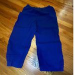 Tahari 100% Linen Blend Wide Leg Cropped Pants Royal Blue Elastic Waist Size L Photo 6