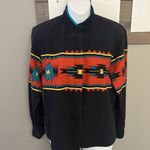 Roper Vintage 80s Western Abstract Shirt Women Rodeo Cowboy Hidden Button Photo 3
