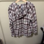Carhartt Burgundy and White Plaid Hooded Shirt Photo 1