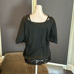 Women’s Black Top with Black Lacy Tank Underneath Batwing Sleeves Size M NEW Size M Photo 3