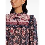 Farm Rio 💕💕 Teal Ainika Charm Long Sleeve Blouse Tropical Floral Print XS NWOT Photo 12