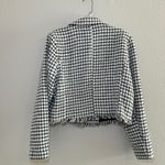 Lili Sidonio Houndstooth Blazer Fringe Trim Women's Jacket preppy care academia Black Size L Photo 6
