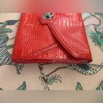 White House | Black Market Red Faux Crocodile Envelope Clutch Shoulder Purse Bag Photo 3