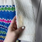 Vintage Mod 60s Colorful Knit Striped Long Sleeve Hostess Dress Gown Size Small White Photo 2