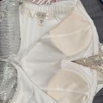 Elegant Strapless Sequin Mini Dress Silver Size M Photo 5