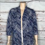 Roz & Ali  Woman NWT Size 3X Navy Blue & White Printed Open Front Cardigan Jacket Photo 1