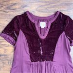 Anthropologie Maeve • Anthro Ingrid velvet dress burgundy shift mini tunic maroon wine silk Photo 3