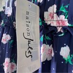 Maison Jules Size Large Navy Blue Floral Print Stretch Waistband Pleated Skirt Photo 7