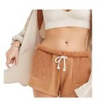 Aerie One-A-Roll Lounge Shorts Terry Cloth Brown Tan Drawstring Size Medium Photo 0