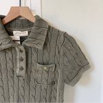 Free People NWT  Pocket Polo Top in Seaweed Green Photo 5