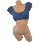 Vintage LA SPORT 90s Blue Ribbed Cap Sleeve Crop Top Size Small Hip Hop Sporty Photo 1