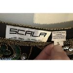 Scala  Beades/Sequin Pure Silk Blouse Black Green Gold Vintage Size Larg Photo 3