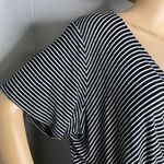 BP Deep V Neck Faux Wrap Draped Short Sleeve Striped Blouse Black White Sz Large Photo 5