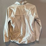 Elegant Cream Button Down Faux Leather Shirt for Women Size M Photo 2