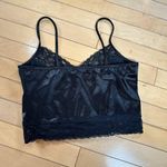 SheIn Silky Black Lace Bra Crop Corset Style Top Size Small Satiny Photo 3