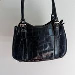 Anne Klein Y2K BLACK FAUX CROCODILE PRINT BELT BUCKLE SHOULDER BAG Photo 5