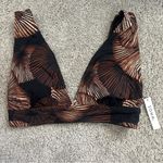 Soma  SWIM Plunge Bikini Top in Lovina Beach Palm M Black Brown Sz. Small NWT Photo 6