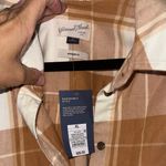 Universal Threads Universal Thread Women's Plaid Button-Down Shirt - Tan and Cream Photo 2