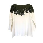 Chico's Chico’s Faux Leather Ponte Mix Top Sz 2/L Photo 2