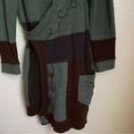 Anthropologie Patchwork cashmere wrap dress sweater brown floral embroidered size medium/large Photo 7