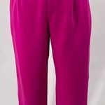 Vintage 80s Silk Pants Trousers High Rise Pleated Straight Leg Magenta Hot Pink Size 4P Photo 0