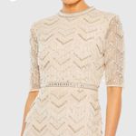 Mac Duggal  94071 Womens Beaded Fringe Quarter Sleeve Column Gown Dress Photo 3