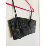 Alexander Wang  Black 100% Lambskin Leather Adjustable Strap Crop Top sz XS Photo 2