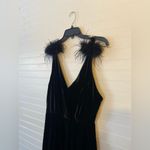 A loves A  Feather Puff Velvet Black Dress Photo 1